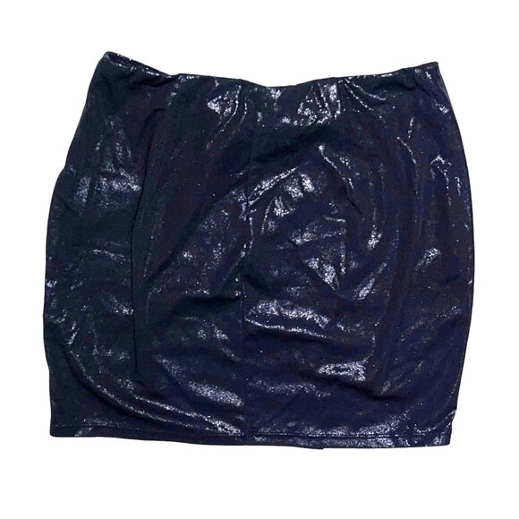 Halara Shimmery Black Slit Front Mini Skirt Sz XS Shiny Black 4 Way Stretch - Picture 6 of 8